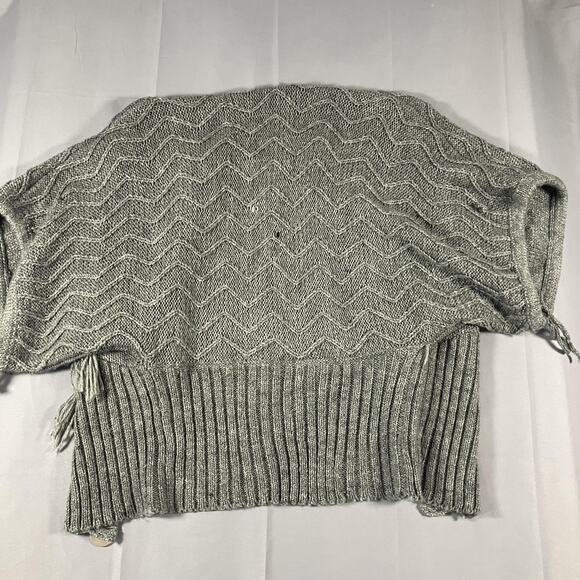 Peppe Peluso Sweater Womens Medium Knit Fringe Cardigan Chunky Boho Wool Blend - Picture 3 of 16